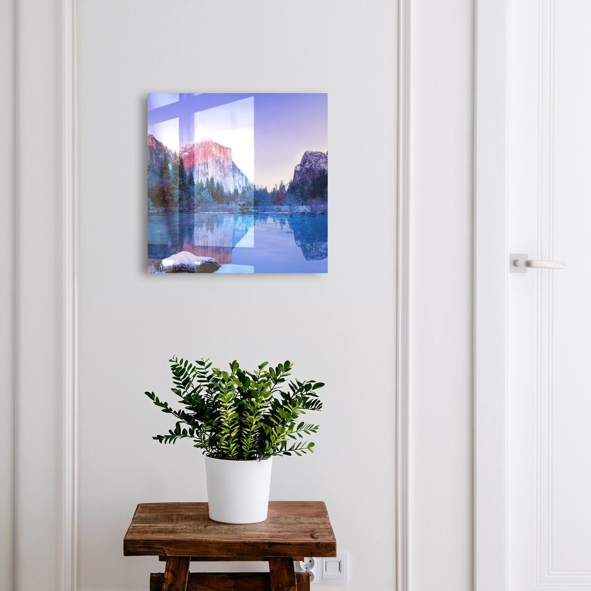 SCHLÜSSELBOX Weiß 30x30 cm – Türöffnung nach rechts - Der Zauber der Landschaft - Blau, Metall (30/30/5cm) - TULUP