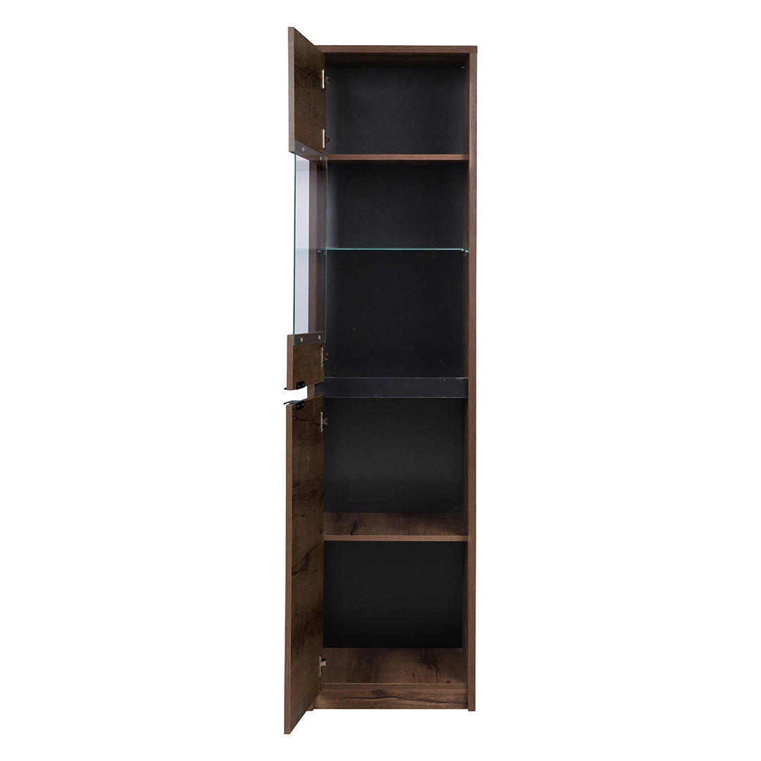 VITRINE Devon mit 2 Türen und 4 Regalböden, Eiche monastery - Eichefarben/Schwarz, Holzwerkstoff/Metall (50/200/40cm) - Beautysofa