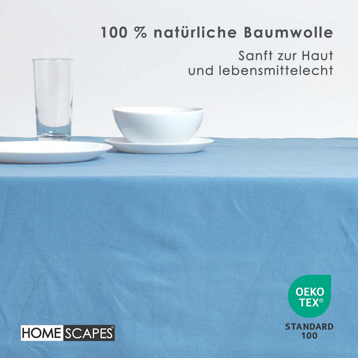 TISCHDECKE blau 137/137 cm, 100% Baumwolle - Blau, Textil (137/137cm) - Homescapes