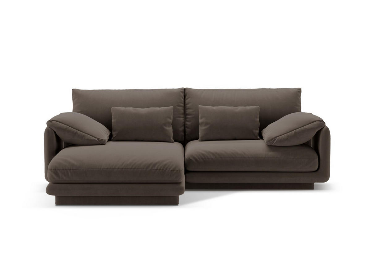 ECKSOFA links Torino aus Samt ebenholz 3 Sitzplätze - Graubraun, Textil (170/220cm) - Micadoni