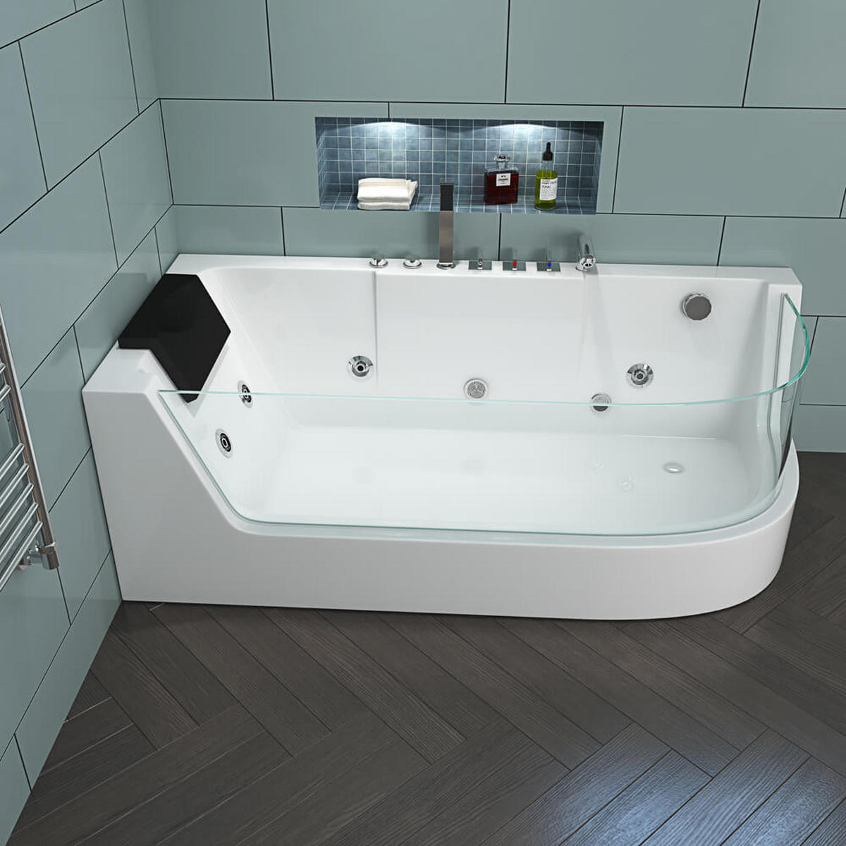 WHIRLPOOL CARICA - Rechts - Weiß, Keramik (170/59/80cm) - Home Deluxe