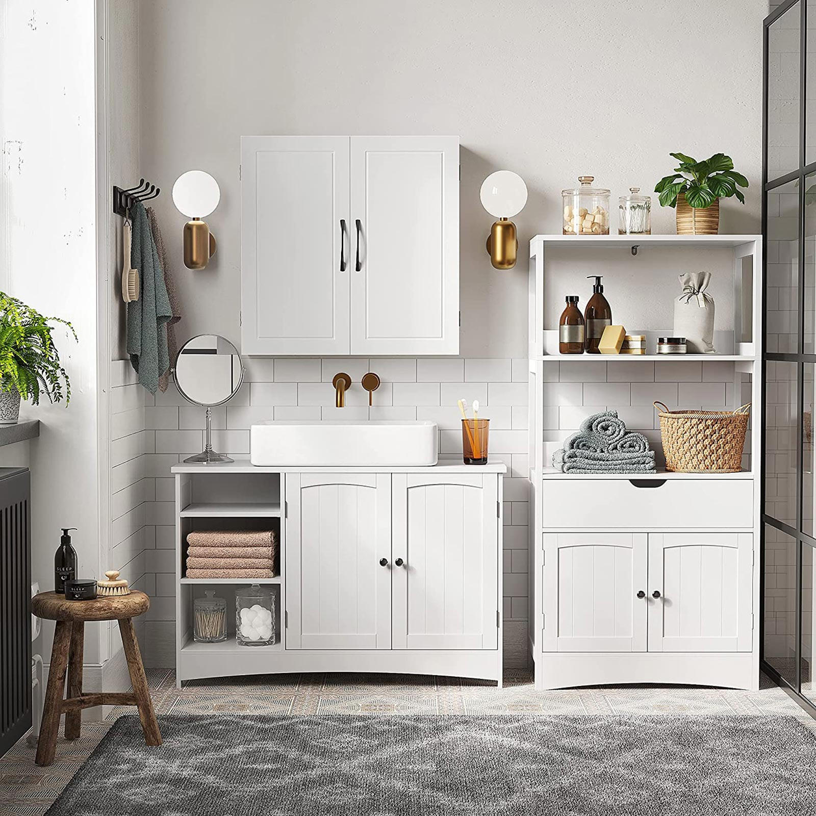 WASCHBECKENUNTERSCHRANK FREETOWN - Weiß, Holzwerkstoff (30/60/90cm) - Hansiro