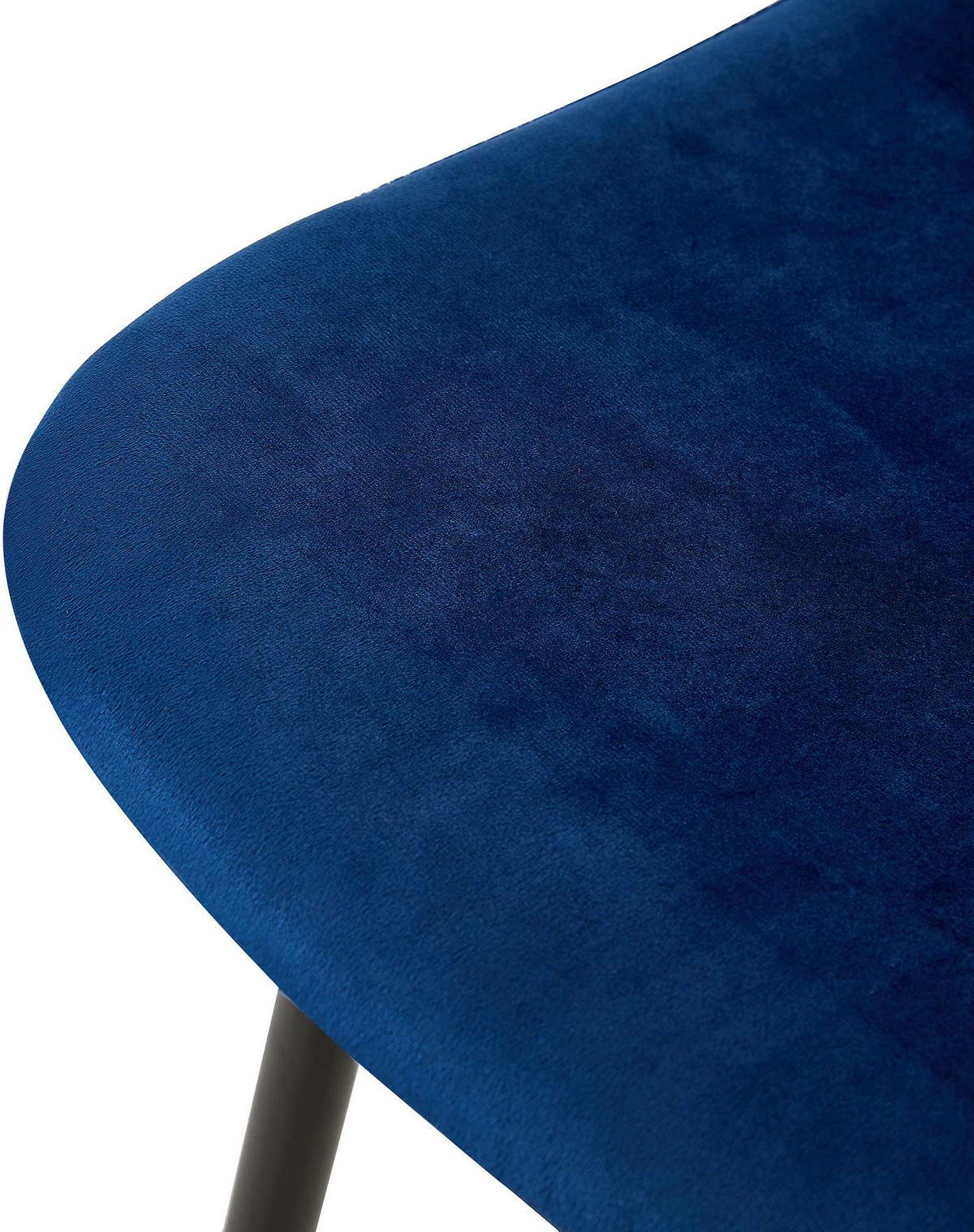 STUHL 4er Set Samt Blau - Blau/Schwarz, Textil/Metall (44/88/54cm) - CLP