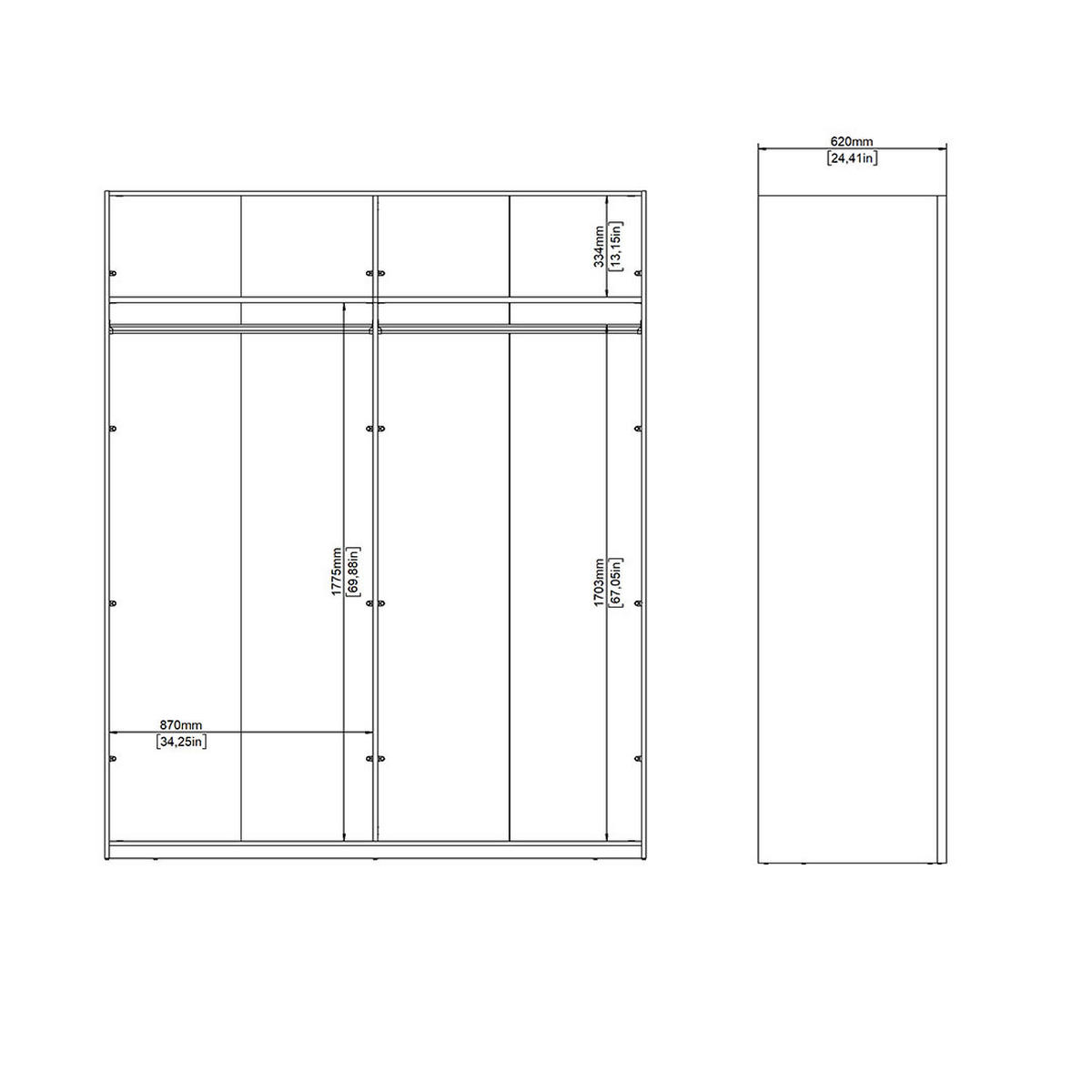 KLEIDERSCHRANK, Catania, Schwarz, Holzwerkstoff, 179 x 65 x 221 cm - Schwarz, Holzwerkstoff (179/221/65cm) - ebuy24