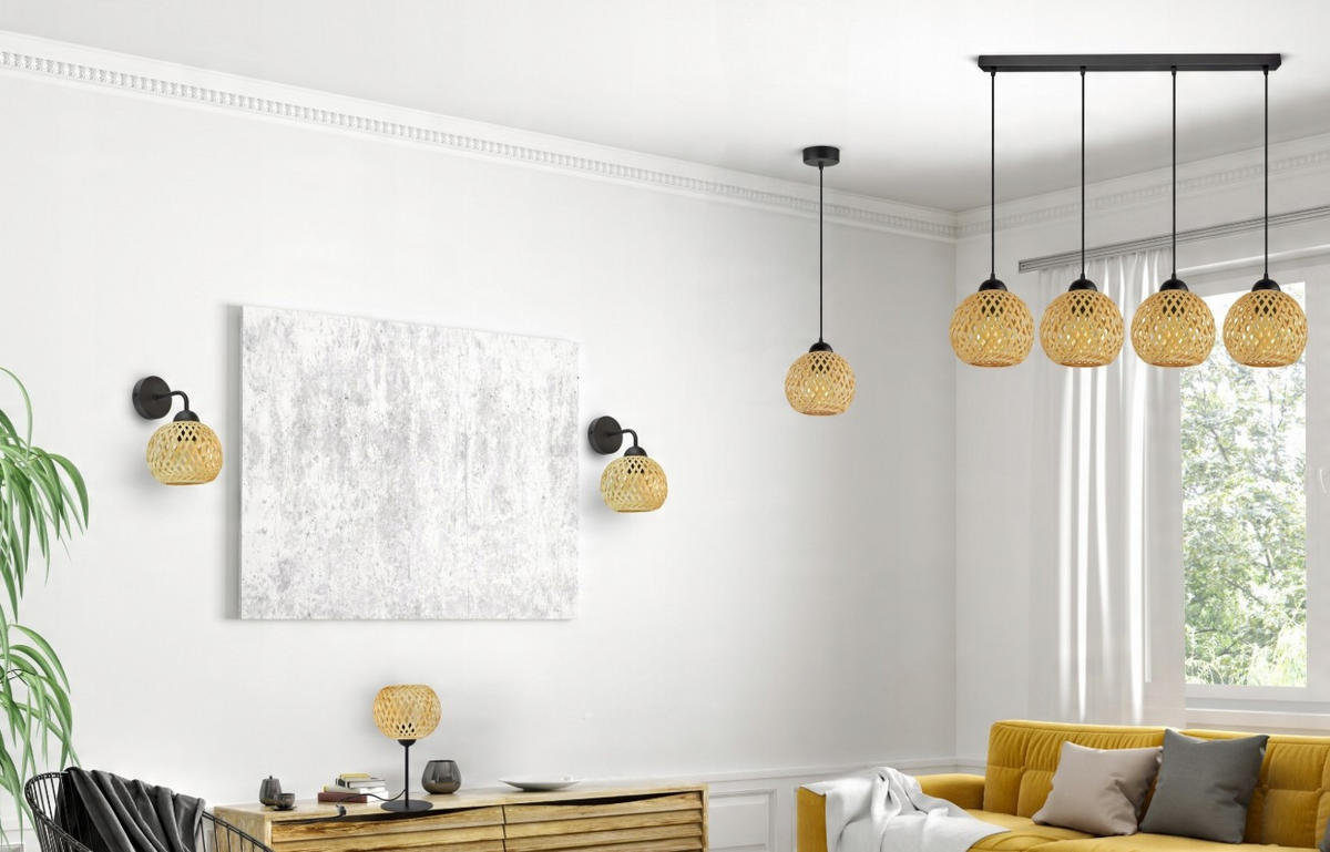 PENDELLEUCHTE BOHO - Beige/Schwarz, Holz/Metall (13/90/100cm) - kiki design