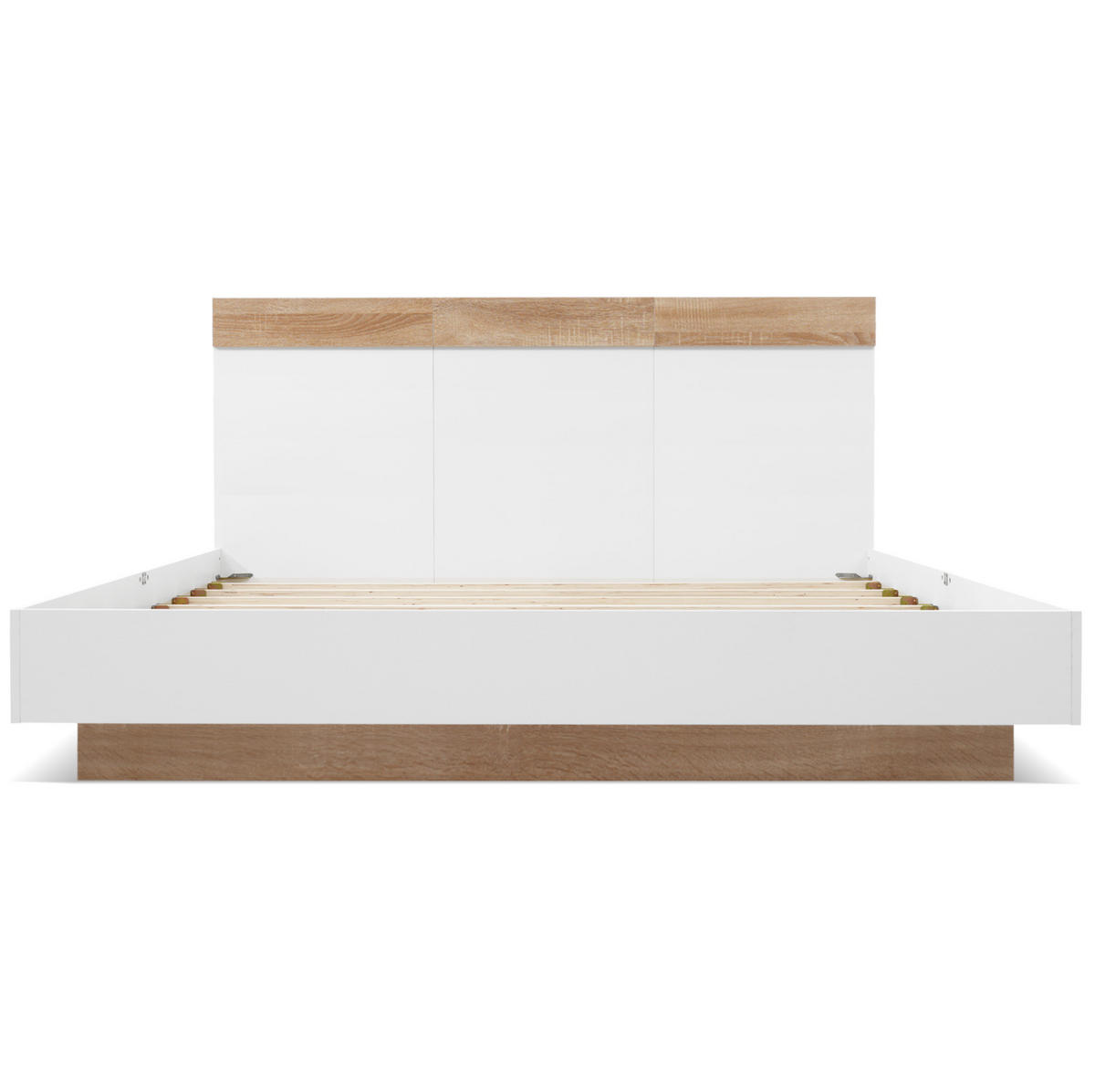 POLSTERBETT 180/200 cm Weiß/Sonoma-Eiche aus Holzwerkstoff mit Lattenrost - Weiß, Holz (180/200cm) - OKMYHOME