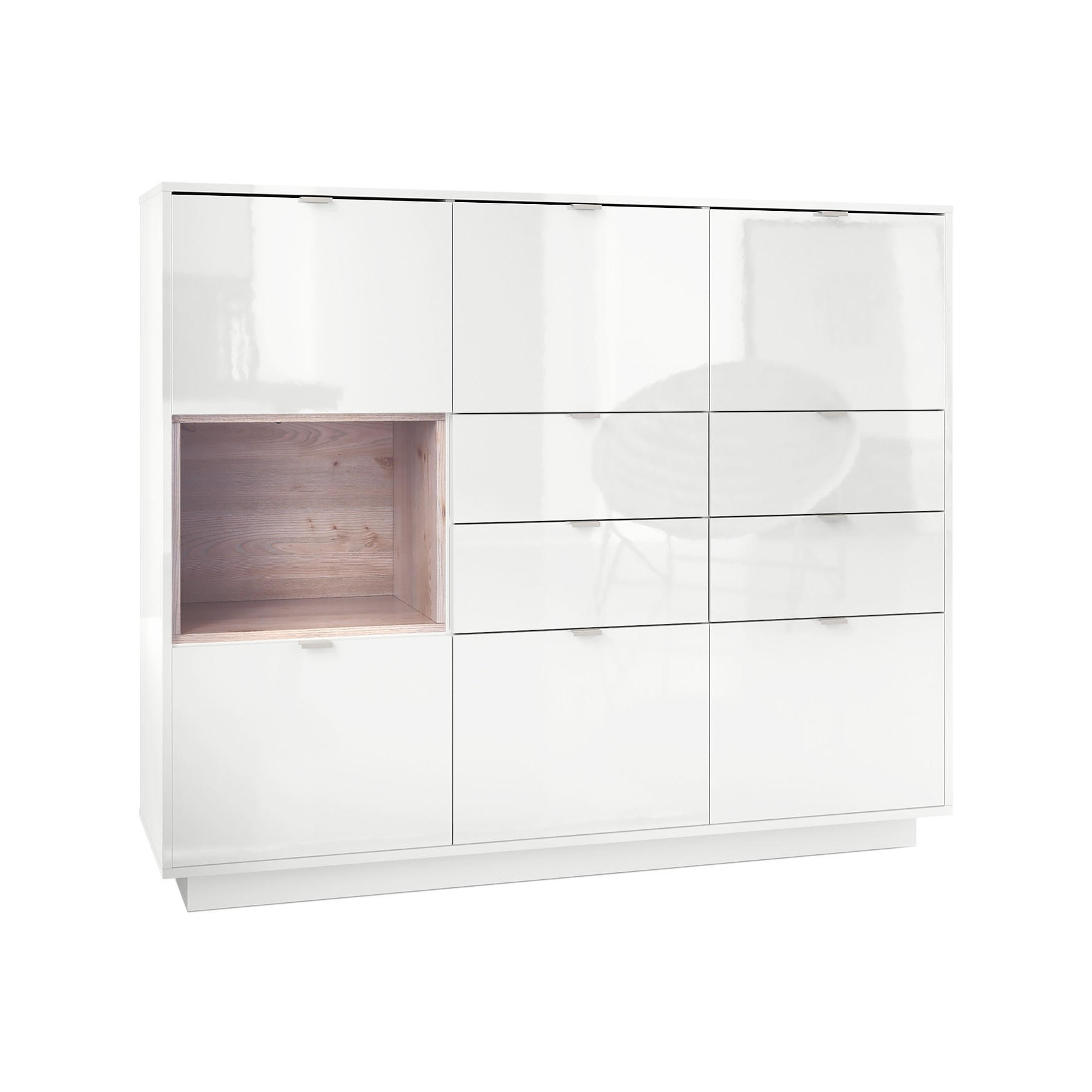 HIGHBOARD Metro Einsatz in Eiche Nordic - Silbereichenfarben, Holzwerkstoff (153/123/38cm) - Vladon