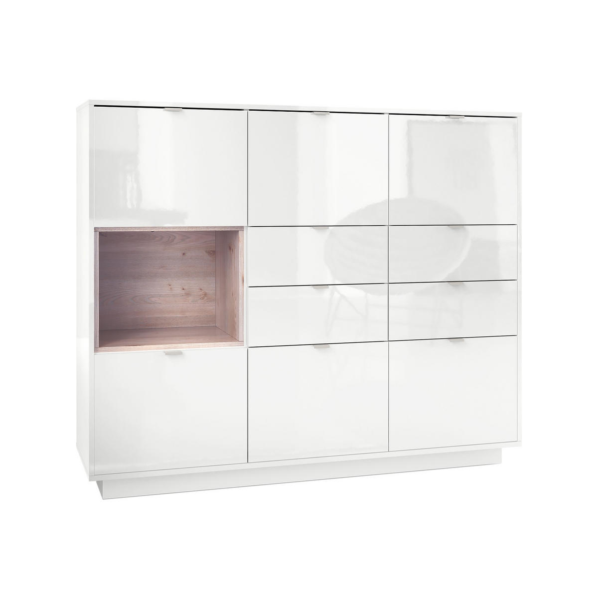 HIGHBOARD Metro Einsatz in Eiche Nordic - Silbereichenfarben, Holzwerkstoff (153/123/38cm) - Vladon