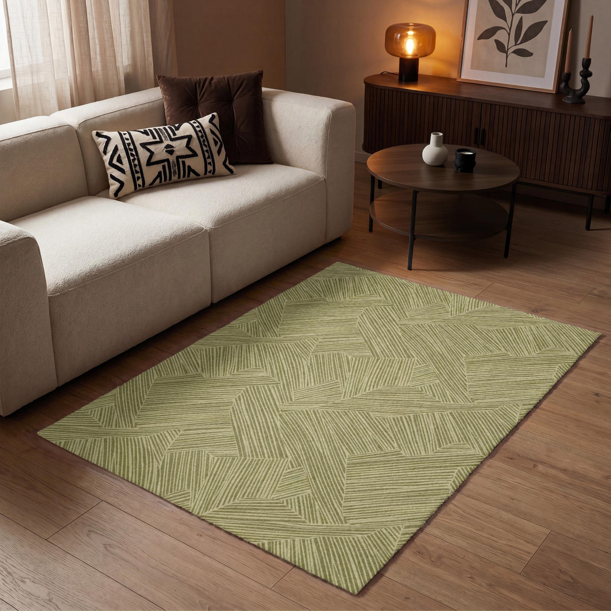 KOBERCE - Abstraktné - Moderné - Zelené - 120x180 cm - olivovozelená, textil/plast (120/0.4cm) - OnlyWow