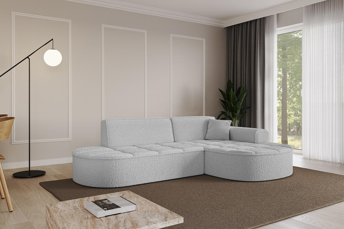 ECKSOFA Ottomane Rechts TARO-L1 - 243x171x79,5 cm Hellgrau - Hellgrau, Holzwerkstoff/Textil (243/171cm) - ALTDECOR