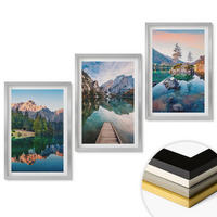 WANDBILDER 3er Set - 40x60 cm Silberner Rahmen - Spiegelung des Waldes in Bergseen - Silberfarben, Kunststoff (40/60cm) - ArtPrintCave