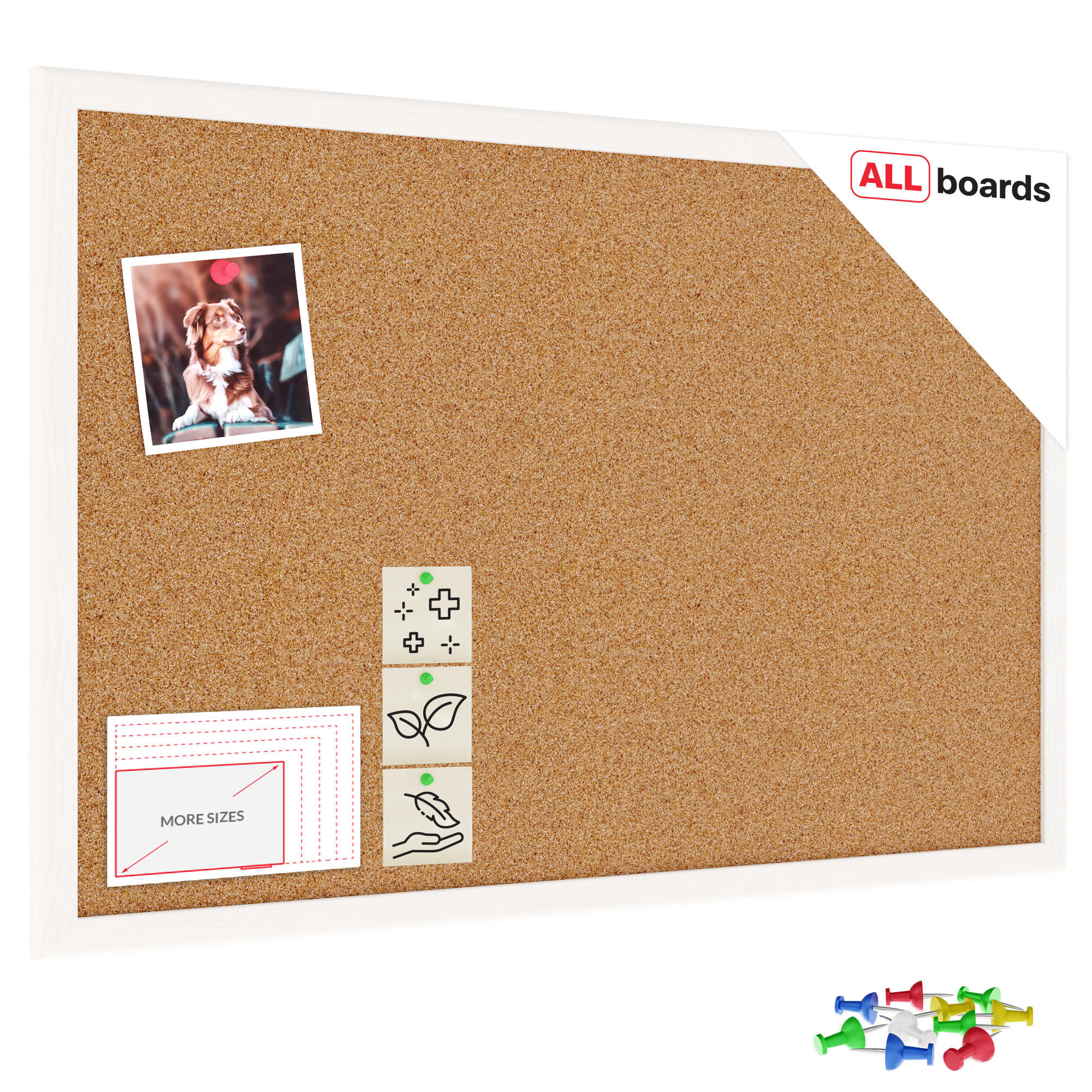 PINNWAND mit weißem Naturholzrahmen 60x40cm - Weiß, Holz (60/40/1.5cm) - ALLboards
