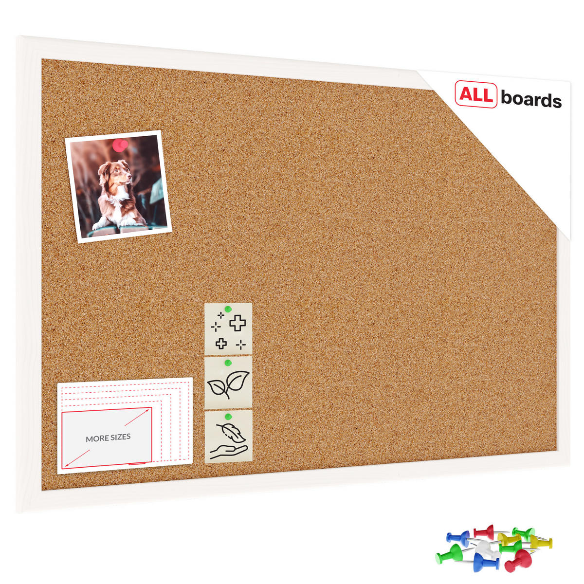 PINNWAND mit weißem Naturholzrahmen 60x40cm - Weiß, Holz (60/40/1.5cm) - ALLboards