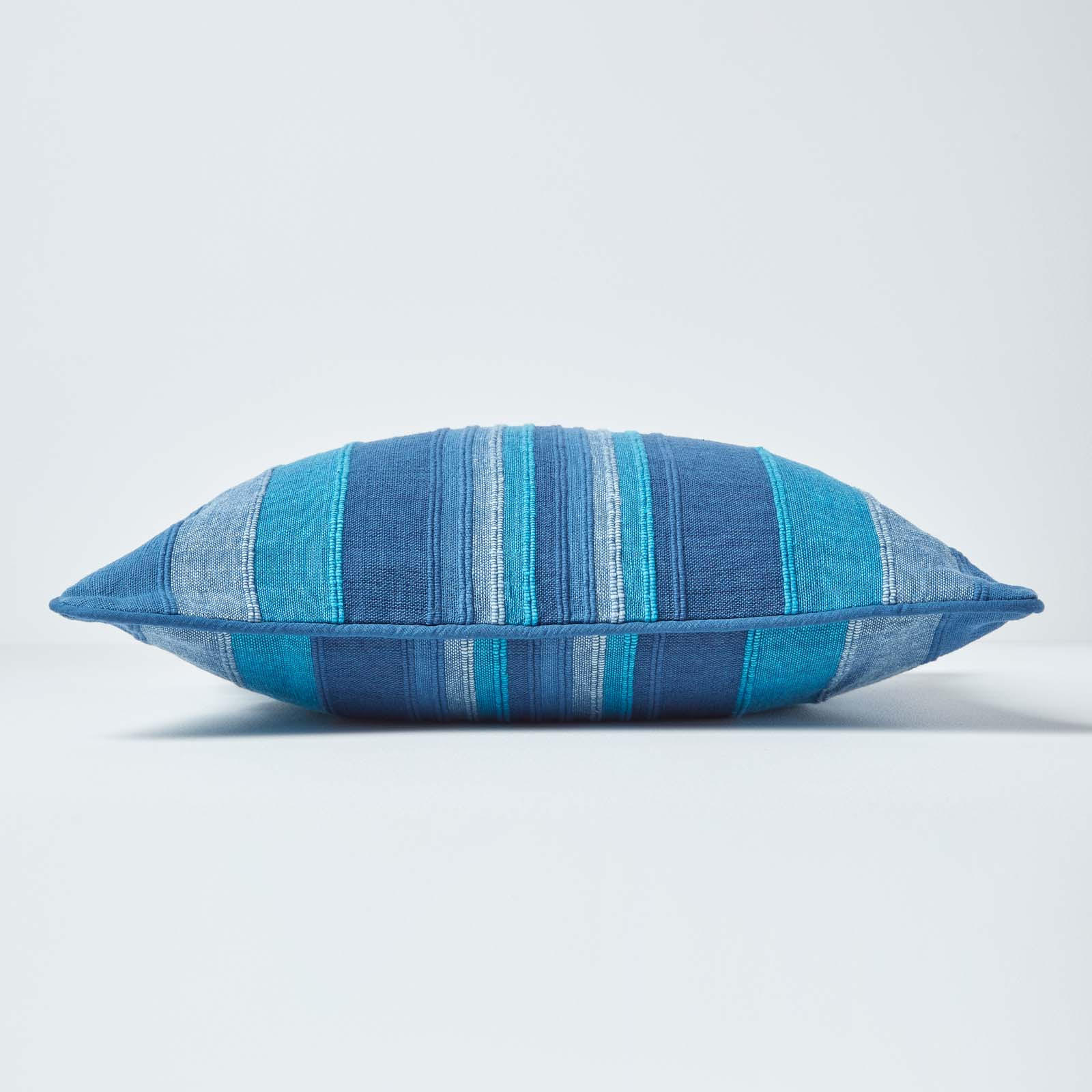 KISSENHÜLLE Morocco Stripe 45/45 cm, 100% Baumwolle - Blau, Textil (45/45cm) - Homescapes