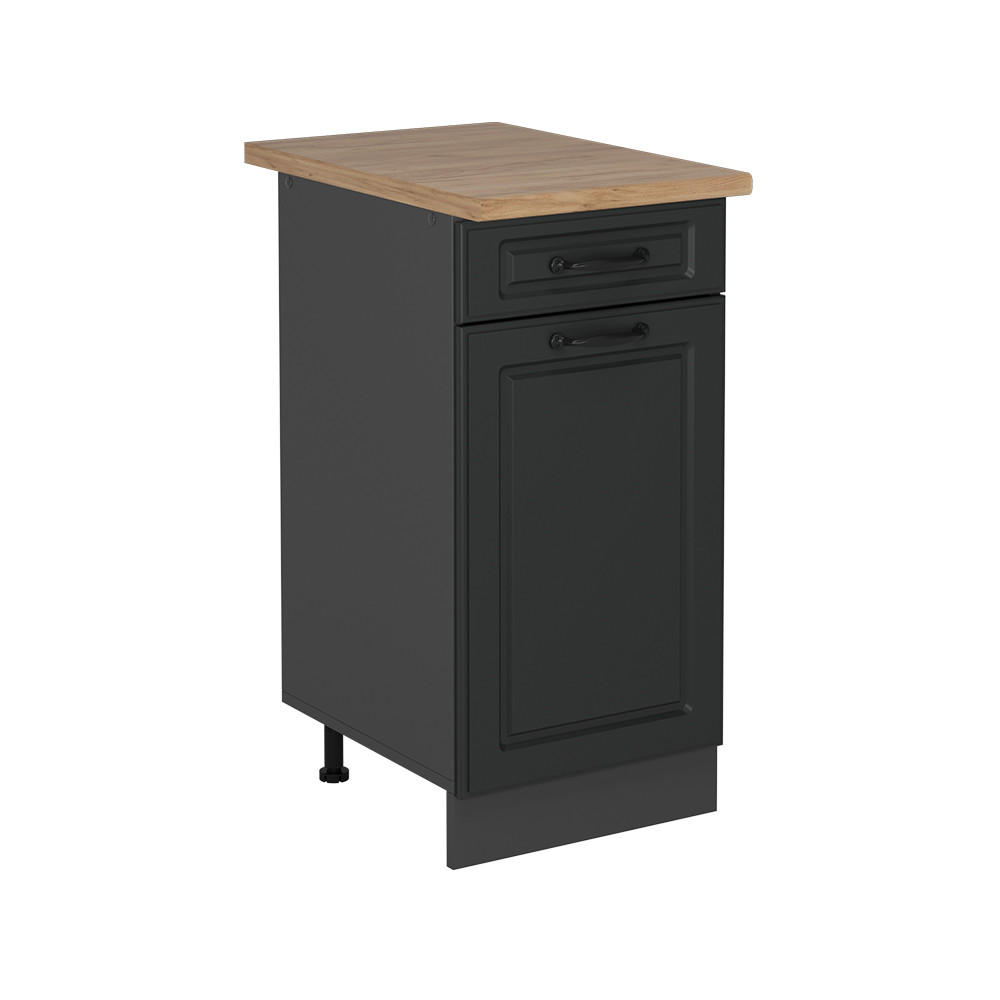 KÜCHENUNTERSCHRANK R-Line Anthrazit Landhaus 40 cm , AP Eiche - Anthrazit, Holzwerkstoff (40/81.6/60cm) - Vicco