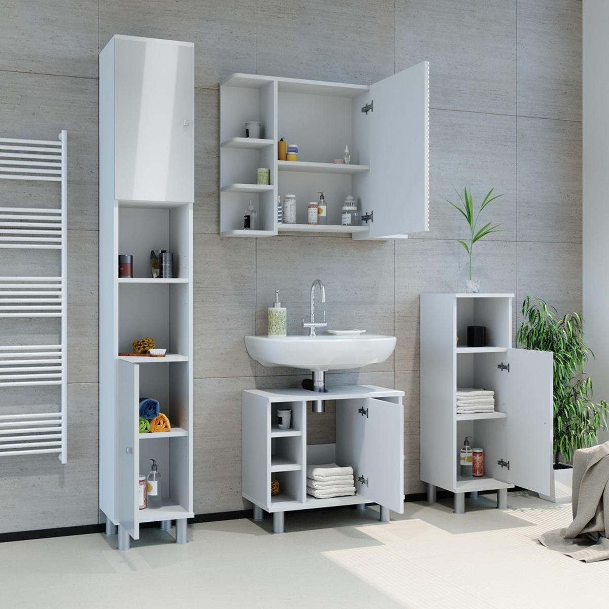 MIDISCHRANK Fynn Weiß Hochglanz 30 x 95 cm - Weiß Hochglanz, Holzwerkstoff (30/95/30cm) - Vicco