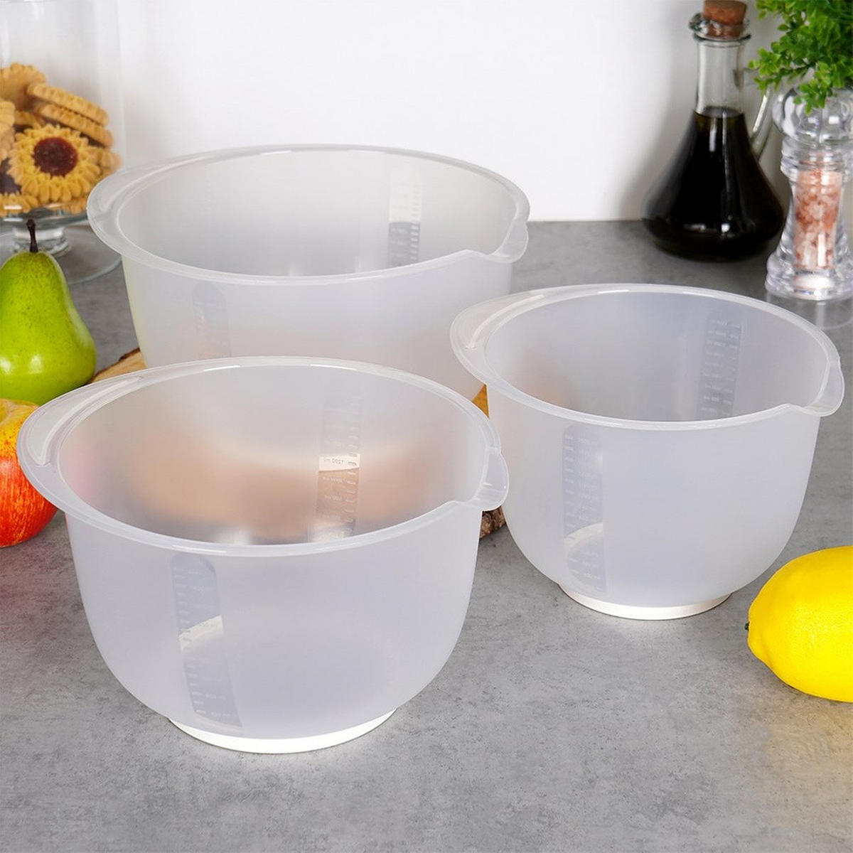 KÜCHENRÜHRSCHÜSSEL Mehrfarbig 3 Stück - Transparent, Kunststoff (22/22/16cm) - Excellent Houseware