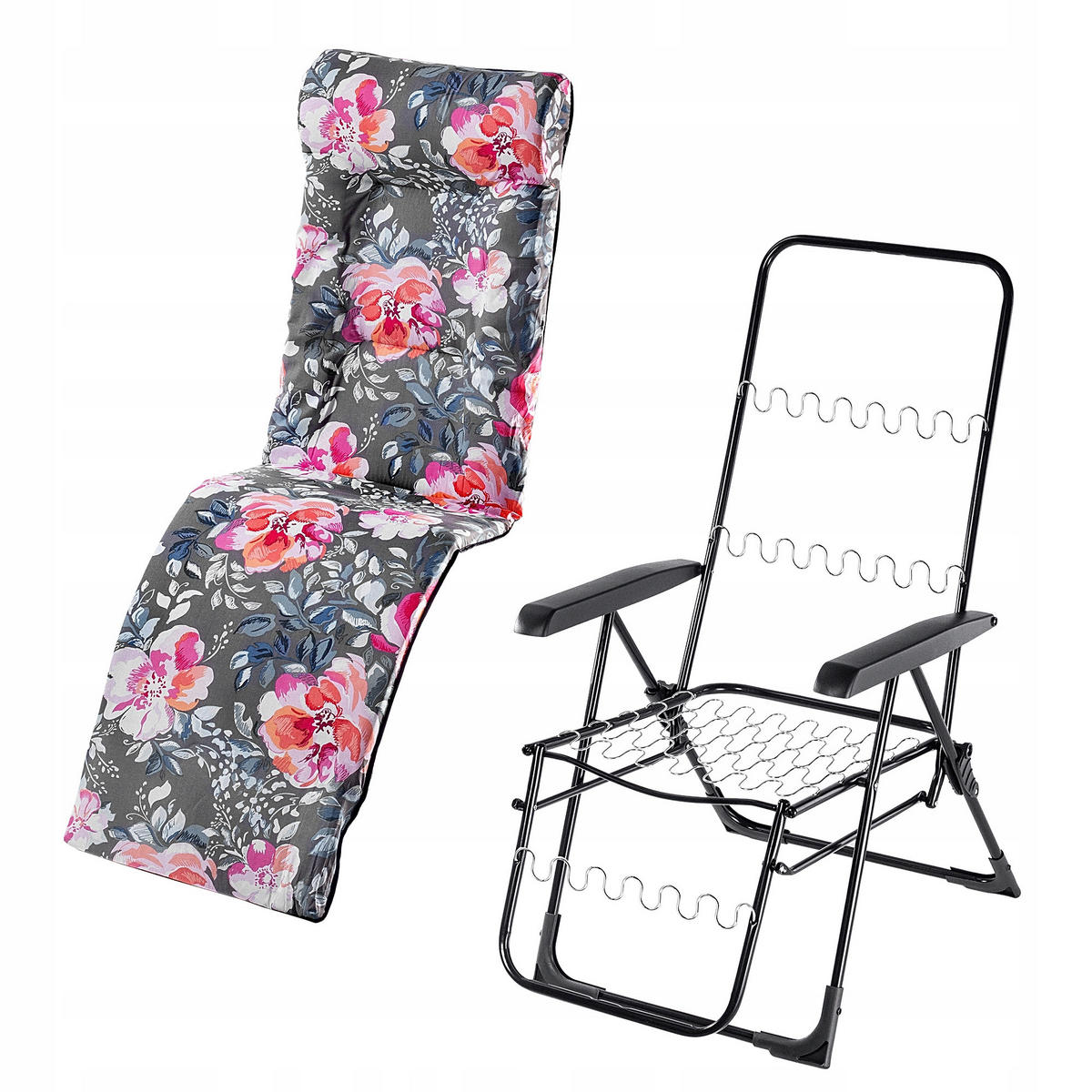 GARTENSESSEL blumen - Blau/Rosa, Metall (55/160cm) - KADAX