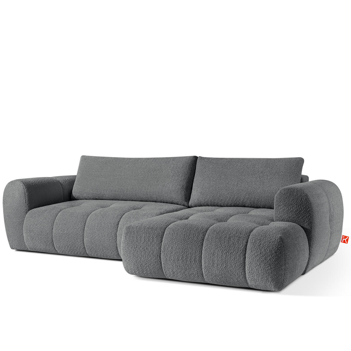 ECKSOFA RECHTS LIRA, Dunkelgrau, Bouclé - Dunkelgrau, Holz/Holzwerkstoff (295/112cm) - KONSIMO®