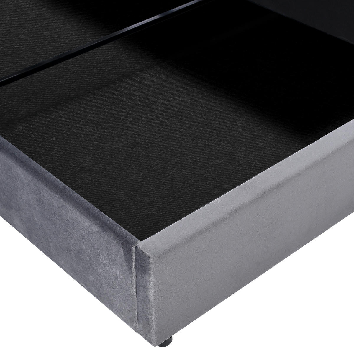 POLSTERBETT 140/200 cm Grau aus Samt mit Bettkasten - Grau, Textil (140/200cm) - OKMYHOME