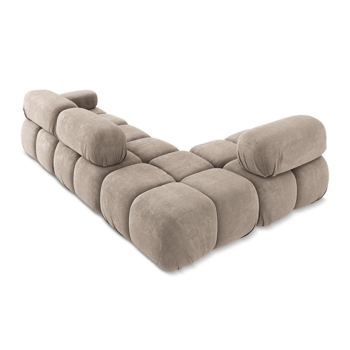 ECKSOFA Links Chenille Stoff Beige - Beige/Schwarz, Kunststoff/Textil (190/285cm) - LaMiaSofa