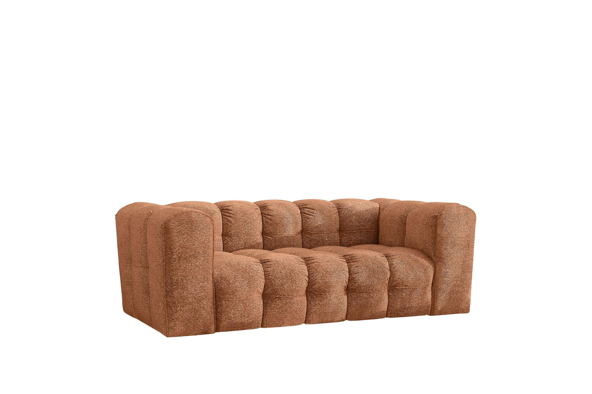 SOFA 2-Sitzer, Komfort, BALOO, stoff Schenille & Bouclé, Orange - Orange, Holz (196/75/106cm) - Kaiser Möbel