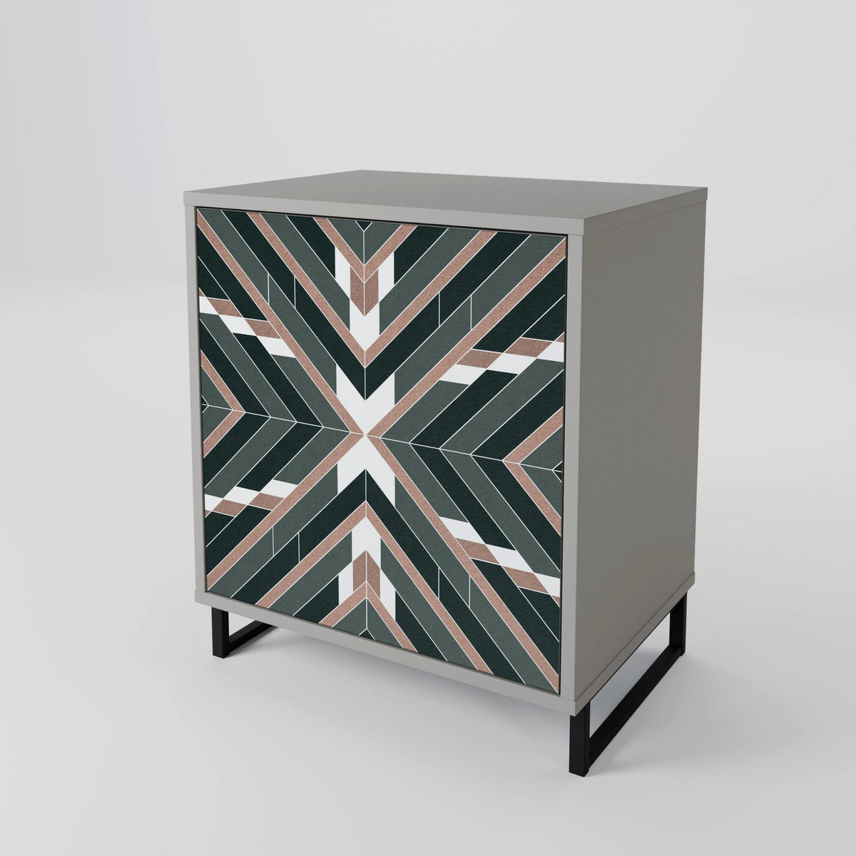 SIDEBOARD DIMENSION DELIGHTS, Grau, 57,5x42x75,5 cm, Goldfarbene Metallfüße - Goldfarben/Multicolor, Holzwerkstoff/Metall (57.5/75.5/42cm) - SpaceRebels