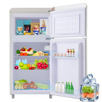 RETRO KÜHLSCHRANK 72L Doppeltür 21L Gefrier LED E Klasse - Weiß, Kunststoff (45/91/46cm) - FLIEKS
