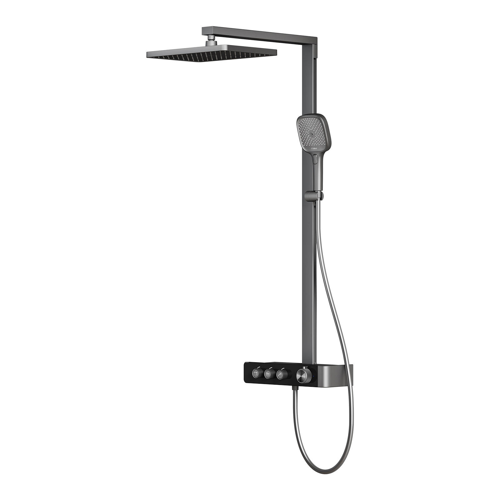 ÜBERKOPFBRAUSESET mit Thermostat Duscharmatur Komplettset Regendusche Anthrazit Matt - Anthrazit, Metall (36/112/48.5cm) - EMKE
