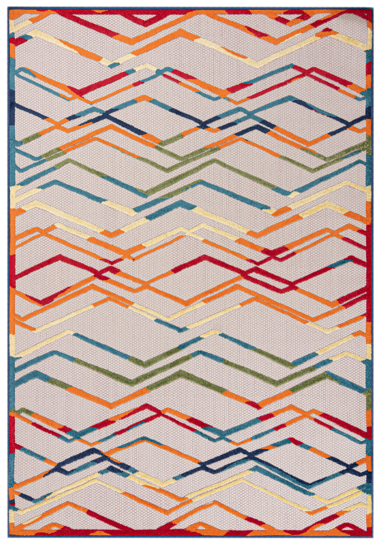 TEPPICH Bunte Geometrisch Streifen Kurzflor Rechteckig - 120x170 cm - Hellgrün, Textil (120/170cm) - Mazovia