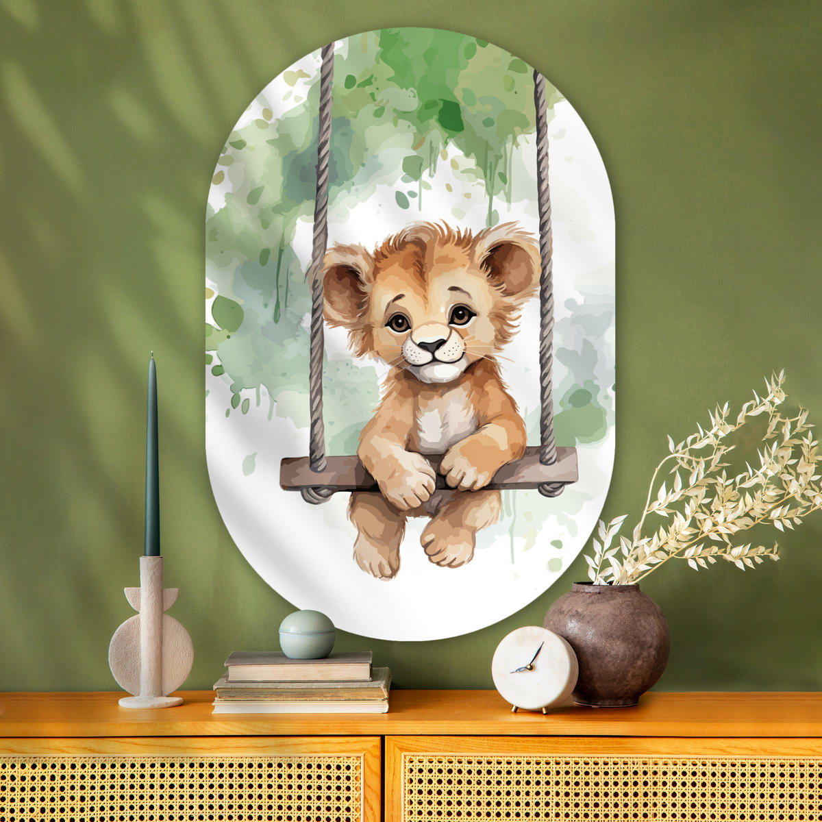 WANDBILD Löwe - Tier - Kinder - Dschungel 80x120 cm - Hellbraun, Kunststoff (80/120cm) - MuchoWow