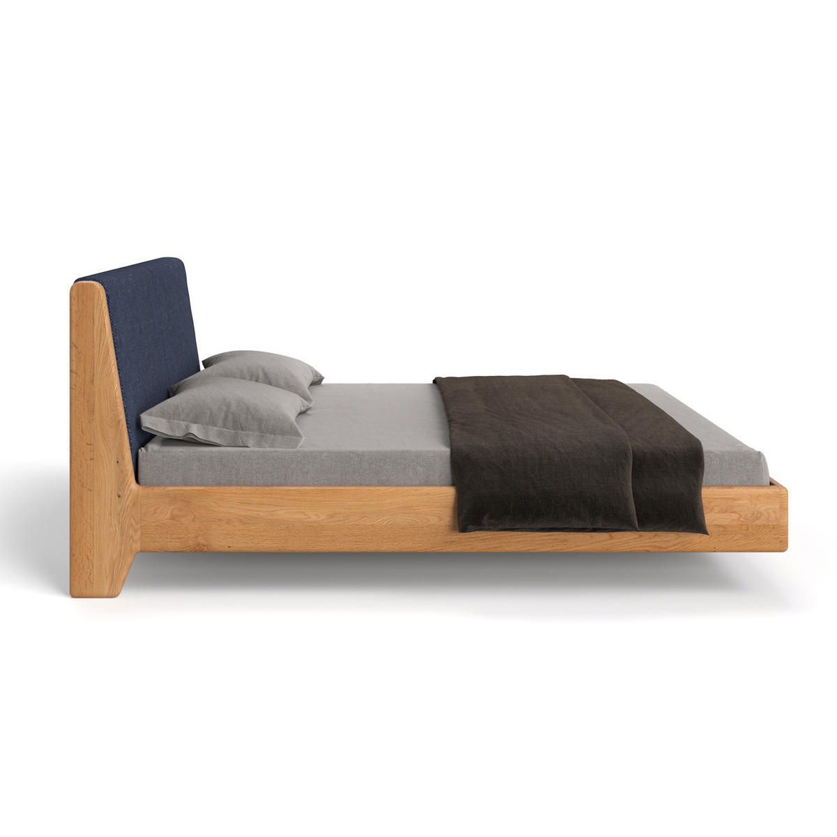 MASSIVHOLZBETT Lumo aus Eiche 200x220 cm, Storm 77 - Blau/Eichefarben, Holz (200/220cm) - Danzz