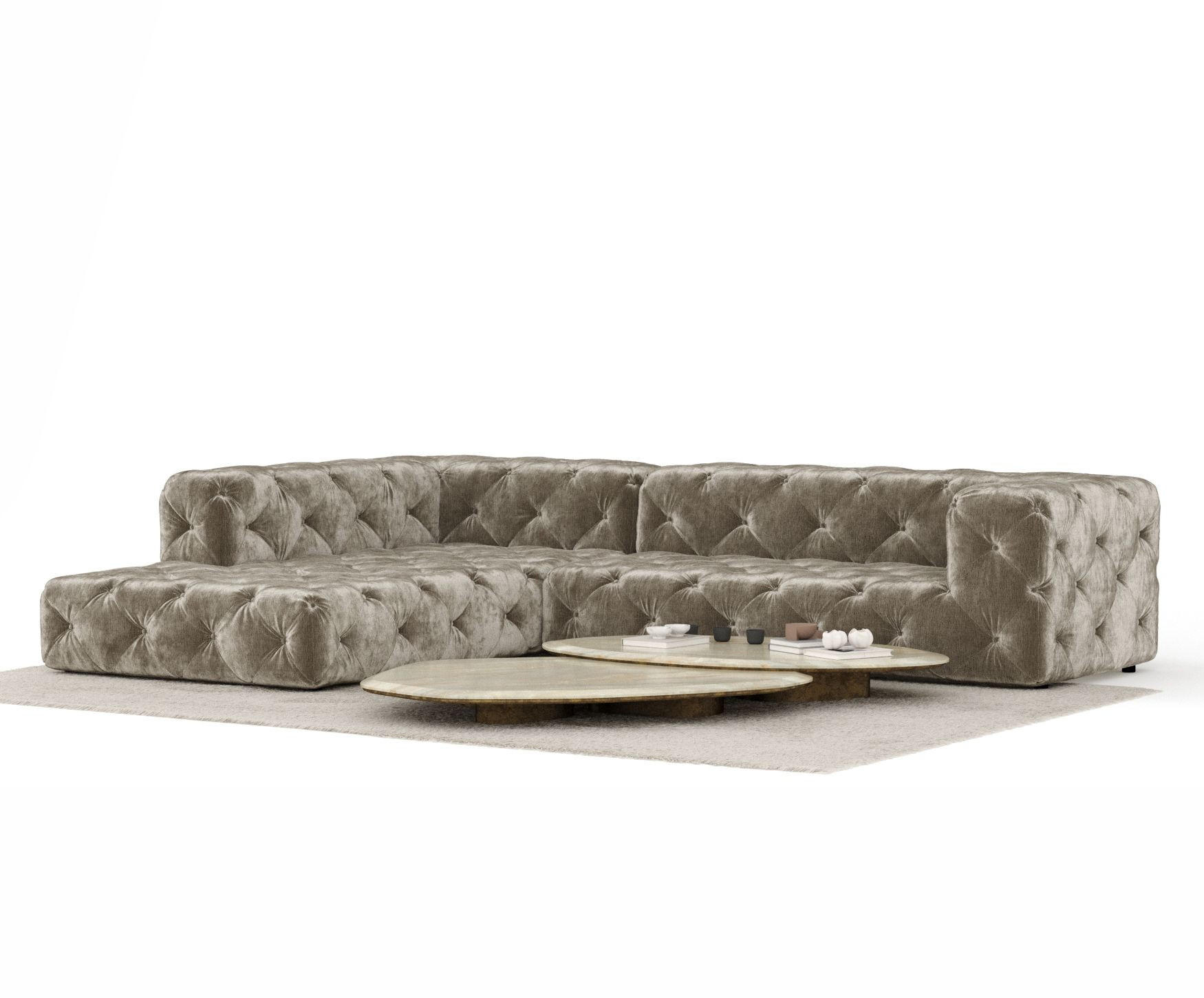 Thumbnail - Maison de Reve Ecksofa, Beige, Textil, 5-Sitzer, Füllung: Schaumstoff, L-Form,L-Form, Rundrohr, 325x228 cm, Oeko-Tex® St...