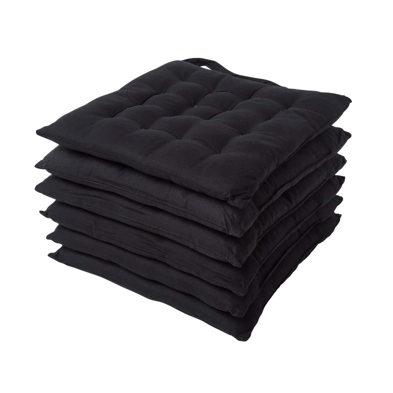 STUHLKISSEN 6er-Set schwarz 40/40/6,5 cm - Schwarz, Textil (40/40/6.5cm) - Homescapes