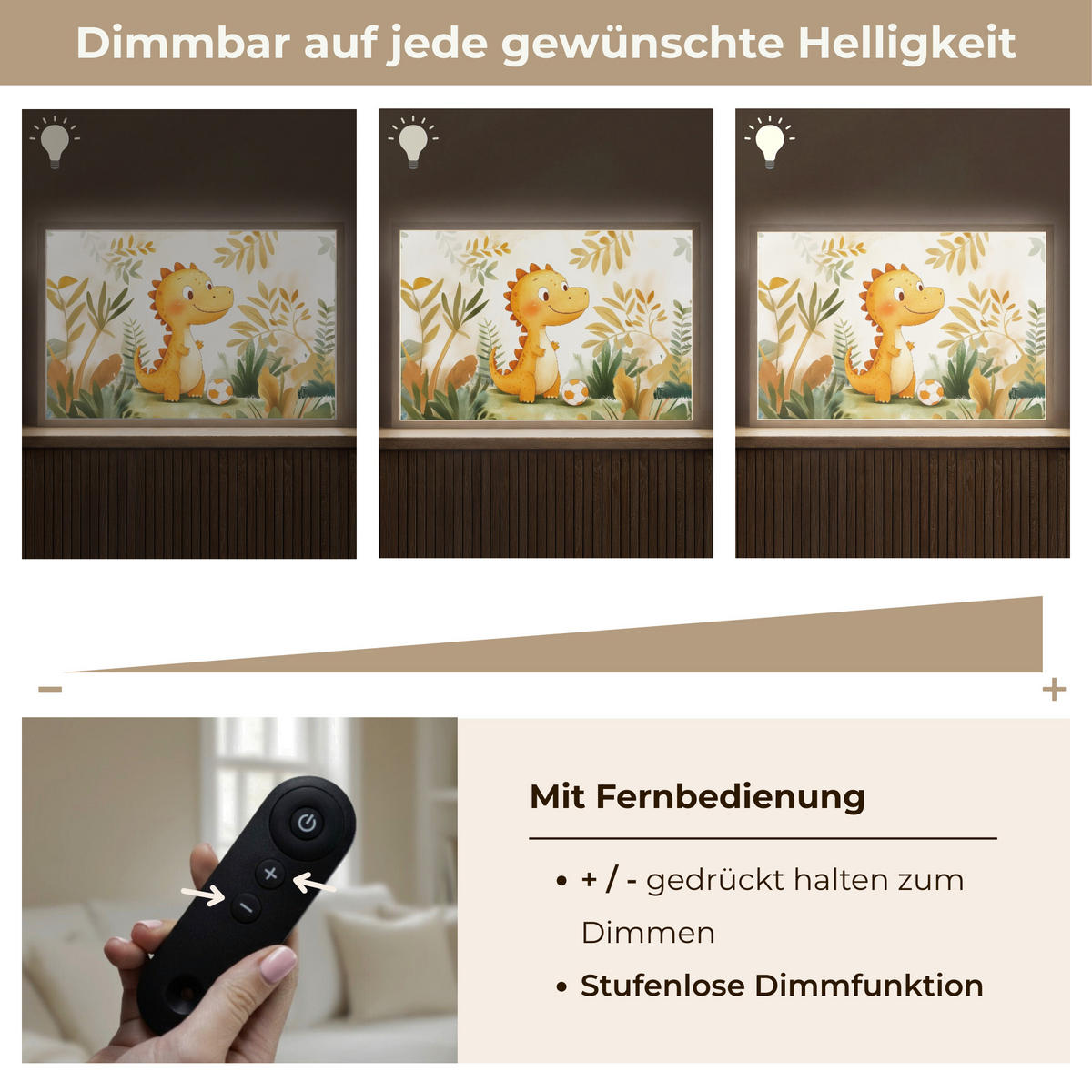 NACHTTISCHLAMPE MIT AKKU Dino - Fußball - Orange 60x40 cm - Beige, Holzwerkstoff (8/60/40cm) - OnlyWow