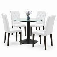 TISCH- UND STUHLSET mit Glasplatte 85 cm Schwarz/Weiß - Schwarz, Metall (85/76/85cm) - Meubliv