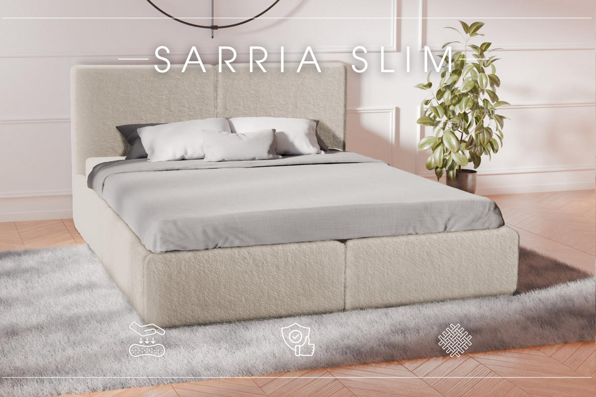 POLSTERBETT Doppelbett Sarria Slim Beige (Anthology 02) 140x200 cm - Beige, Textil (140/200cm) - Meblito
