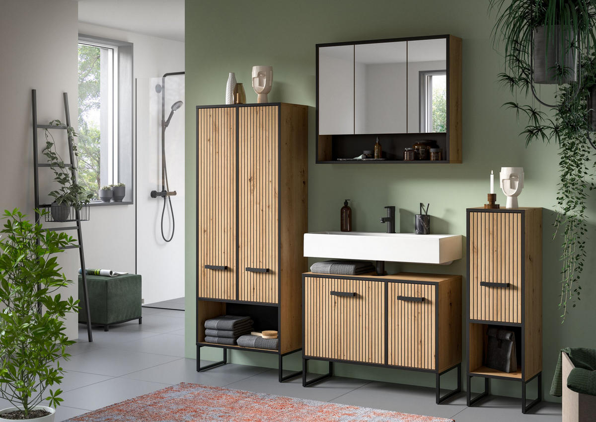 BAD-SET BAGNO 3-tlg. (B/H/T: ca. 154/192/36 cm) in Artisan Oak Nachbildung/Artisan Oak Nachbildung - Eiche Artisan, Holzwerkstoff (154/192/36cm)
