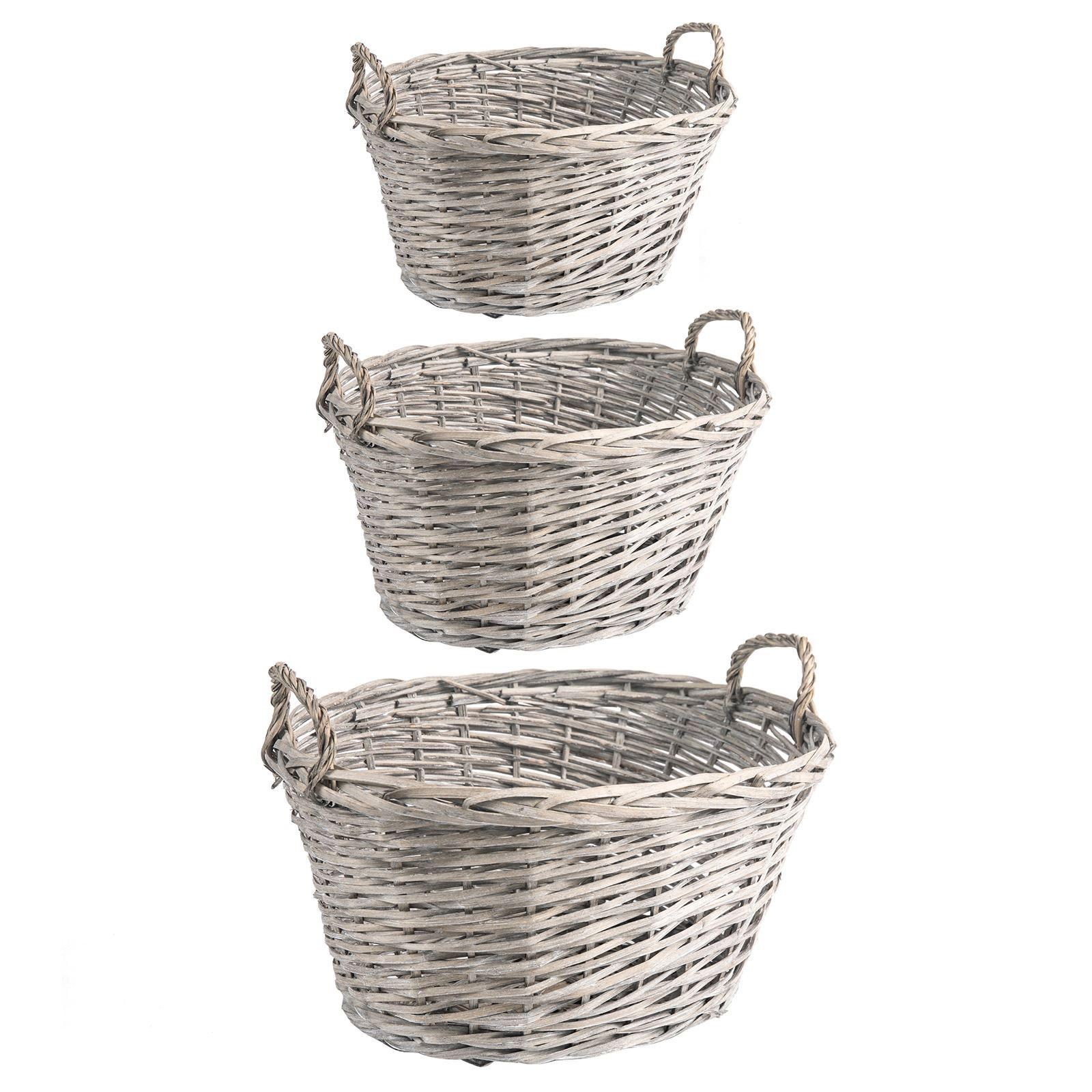 CARO-Möbel Weidenkörbe Grau 46x25x37 cm