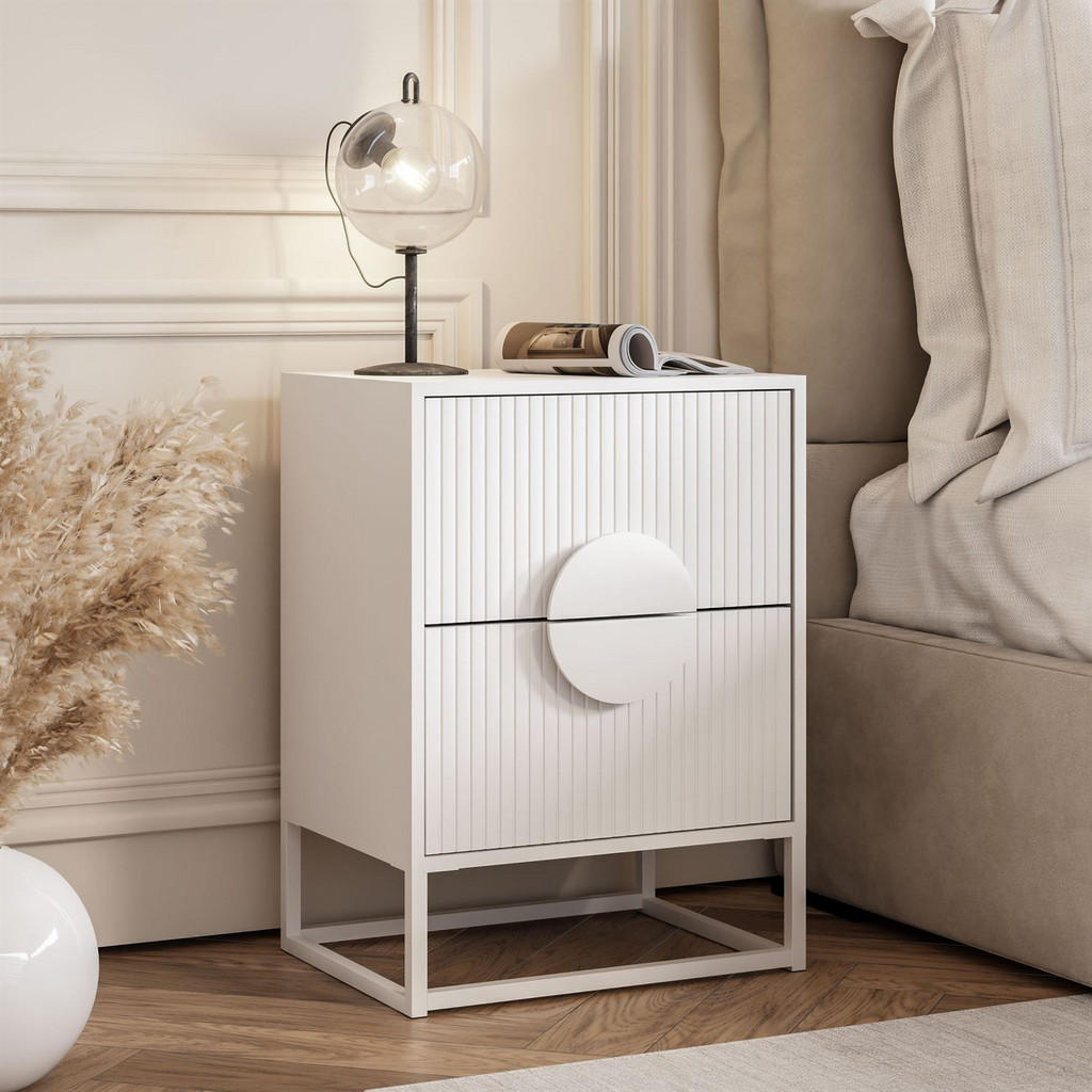 Thumbnail - Lookway Nachttisch, Weiß, Holzwerkstoff, 40x55x30 cm, Schlafzimmer, Nachttische