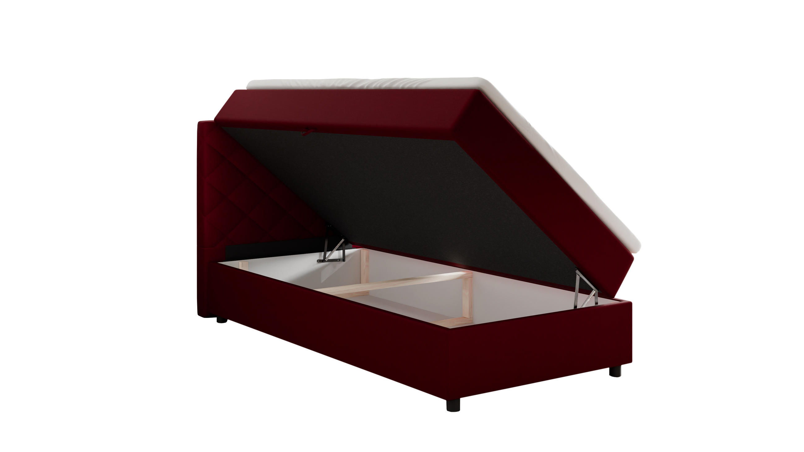 BOXBETT Diamaro 100x200 cm mit Bettkasten und Topper - Rot - Rot, Holz (100/200cm) - Panda Möbel