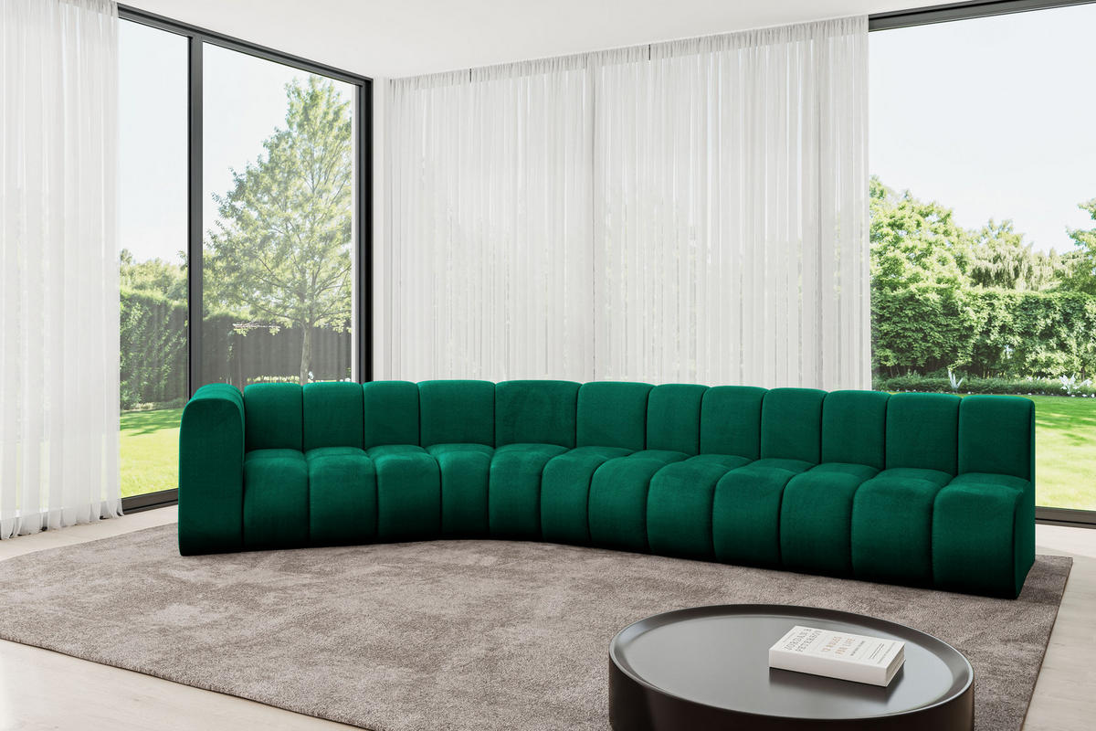 ECKSOFA modulares Sofa Karex-L2 - 399x194x70 cm Grün - Dunkelgrün, Holzwerkstoff/Textil (399/194cm) - ALTDECOR