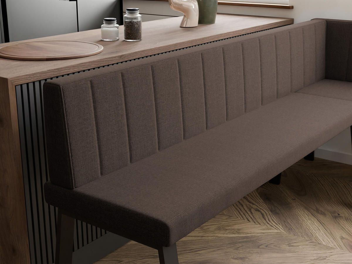 ECKBANK rechts MONO Y Webstoff gesteppt, 196/142 cm Braun - Braun, Textil/Metall (142/196cm) - Idohome