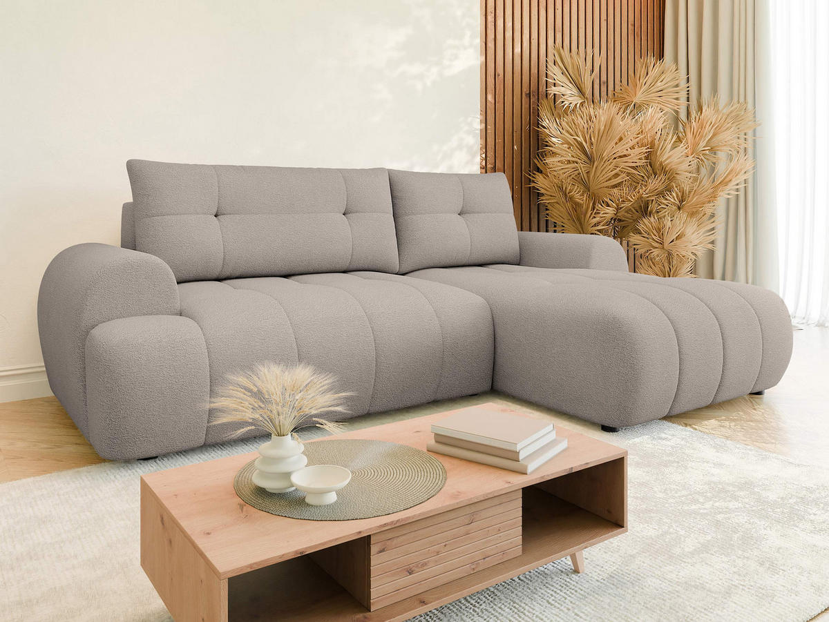 ECKSOFA Fiorano, Seite: Rechts - Beige/Schwarz, Holz/Kunststoff (265/177cm) - MIRJAN24