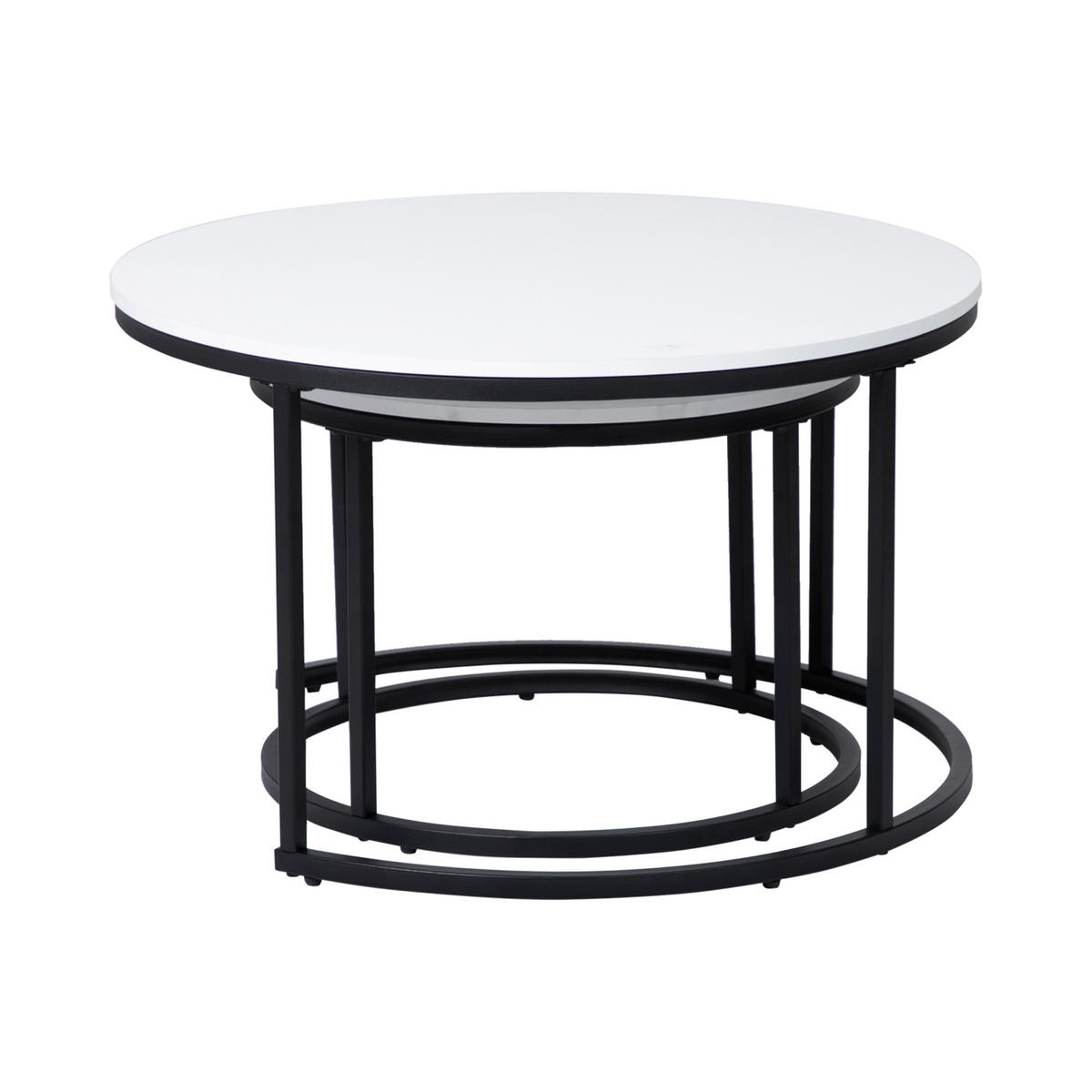 COUCHTISCH 2er Set rund weiß - Weiß, Holzwerkstoff (70/70/42.5cm) - Home Collective