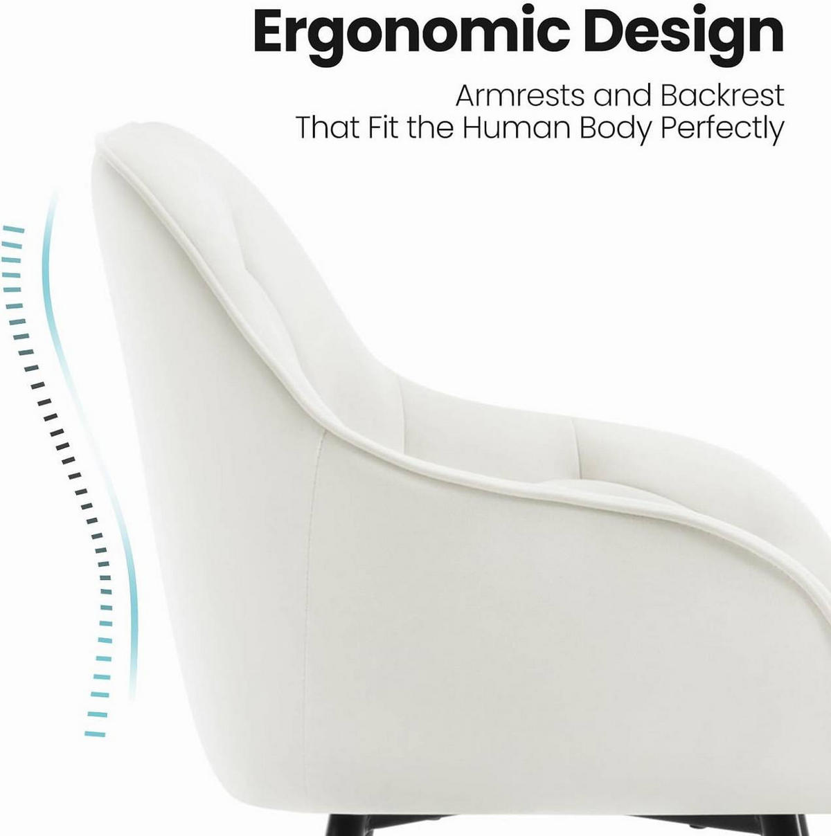 ESSZIMMERSTUHL ergonomisch, aus Samt, Creme - Creme/Schwarz, Kunststoff/Textil (56/83.5/53cm) - Woltu