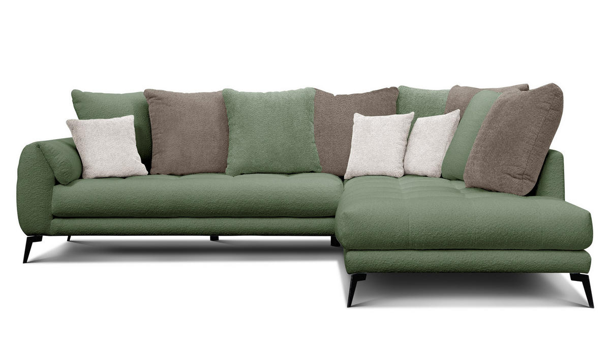 ECKSOFA CALME 5-Sitzer, olive und beige - Olivgrün, Holz/Textil (294/229cm) - Courtois Laville