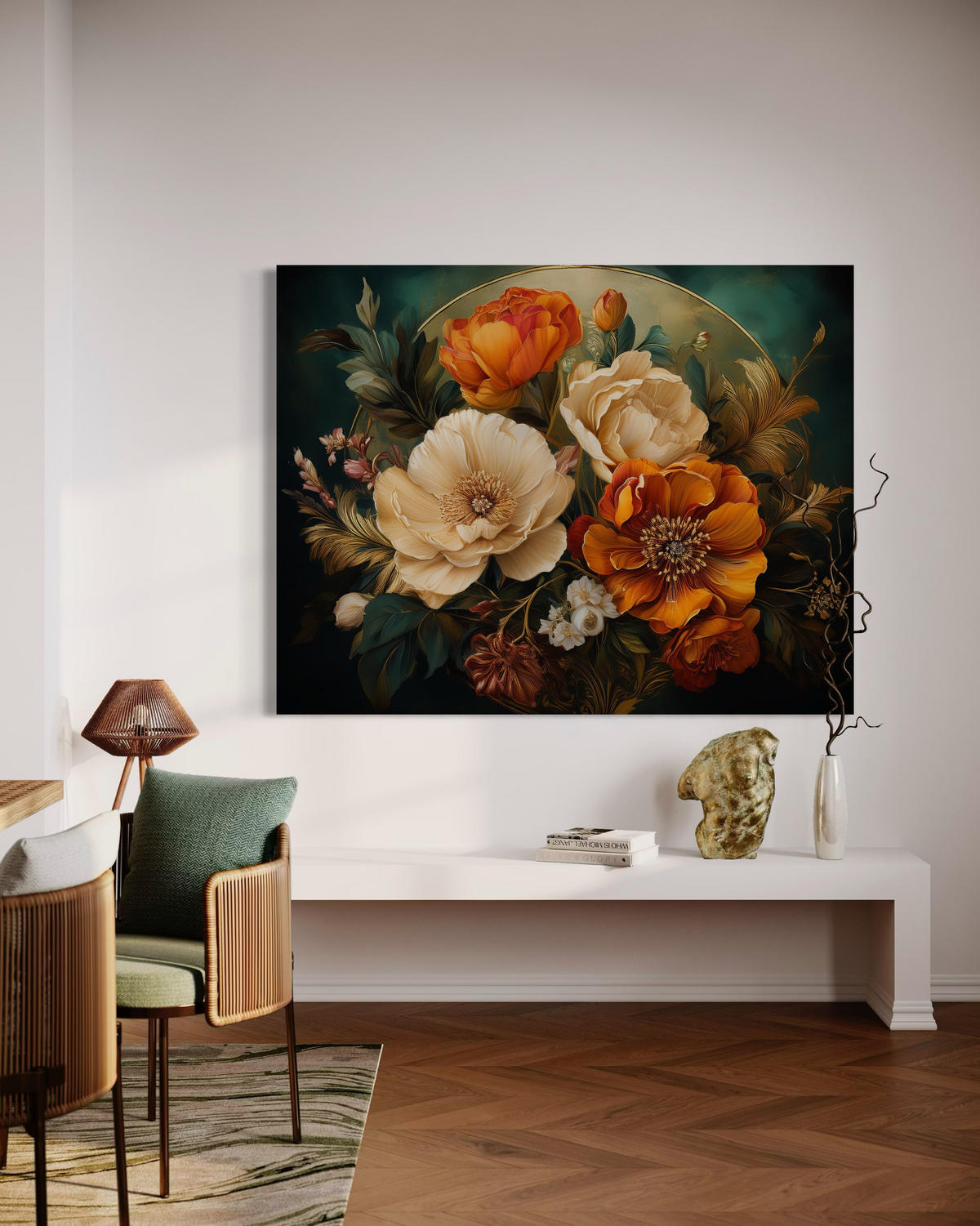 WANDBILD blumen laub von natur botanica - Grün, Textil (60/40cm) - Feeby