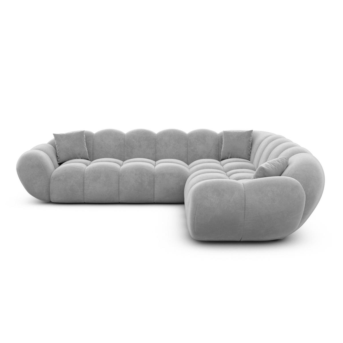 ECKSOFA Liva Hellgrau Samtstoff - Hellgrau, Textil (258/258cm) - VAROYAL