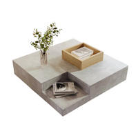 COUCHTISCH 72/72/30 cm grau mit herausnehmbarer Aufbewahrungsbox aus Holz - Grau, Holzwerkstoff (72/72/30cm) - OKWISH